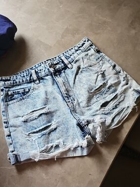Kancan Light Blue Denim Jean Shorts - Casual Women's Cut